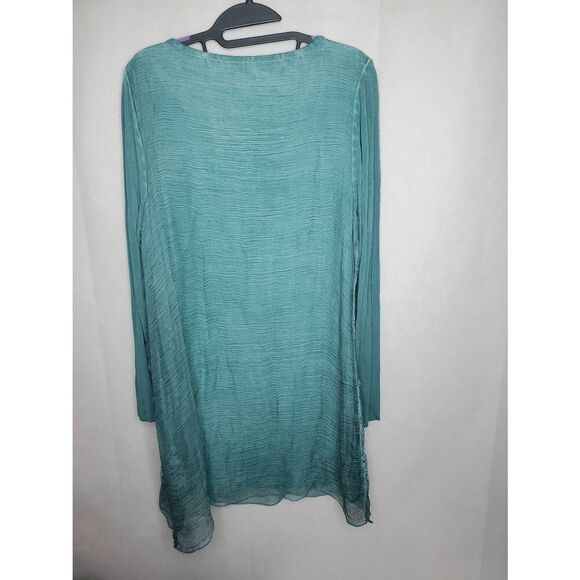 Soft Surroundings Silk Beaux Arts Cowl Neck Embellished Green Fairy Tunic Top - Picture 4 of 6